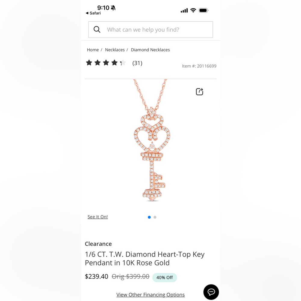 Zales Gold Key Pendant Necklace - Picture 7 of 7